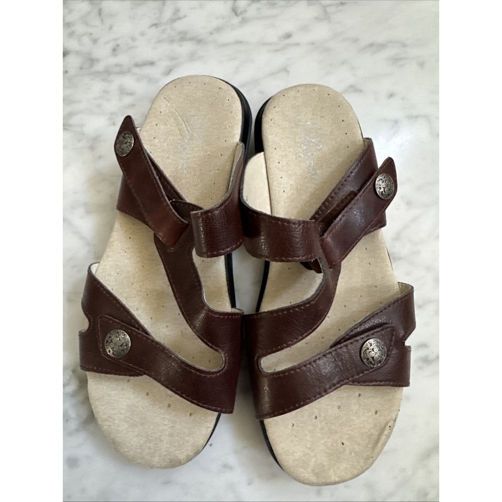 Propet Women's Size 6.5 M Brown Leather Comfort‎ Sandals Strap Shoes W0038